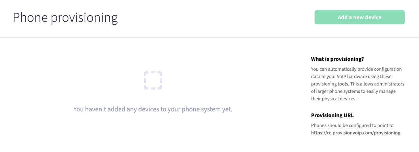 Dial 9 provisioning page in the Dial 9 portal