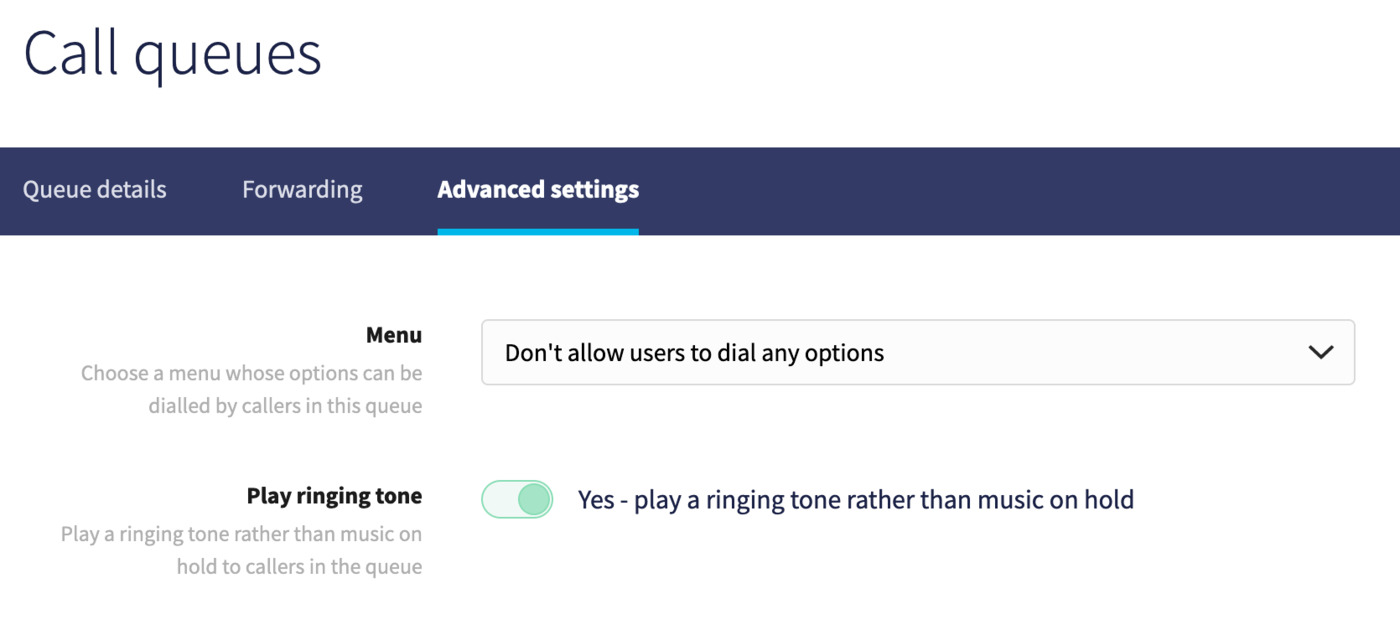 Edit queue advanced settings